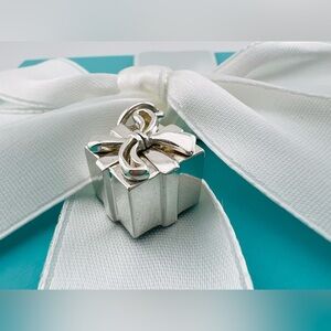 Tiffany Silver Gift Box Charm/ Pendant